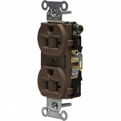 Hubbell Wiring Device-Kellems - 125V 20A NEMA 5-20R Commercial Grade Brown Straight Blade Duplex Receptacle - USA Tool & Supply