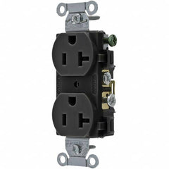 Hubbell Wiring Device-Kellems - 125V 20A NEMA 5-20R Commercial Grade Black Straight Blade Duplex Receptacle - USA Tool & Supply