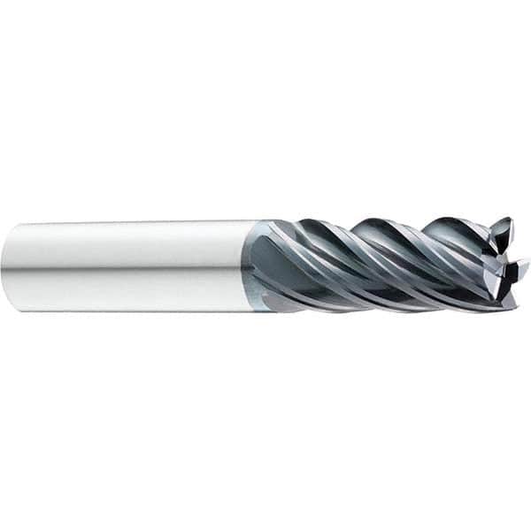 SGS - 1/2" Diam, Variable Pitch, 1-1/4" LOC, 5 Flute Solid Carbide Roughing Corner Radius End Mill - USA Tool & Supply