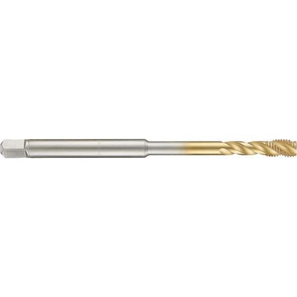 Guhring - 10-32 UNF 3 Flute 2B Modified Bottoming Spiral Flute Tap - High Speed Steel, TiN Finish, 4" OAL, Right Hand Flute, Right Hand Thread, H3/H4, Series 4284 - USA Tool & Supply