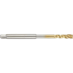 Guhring - 10-32 UNF 3 Flute 2B Modified Bottoming Spiral Flute Tap - High Speed Steel, TiN Finish, 4" OAL, Right Hand Flute, Right Hand Thread, H3/H4, Series 4284 - USA Tool & Supply