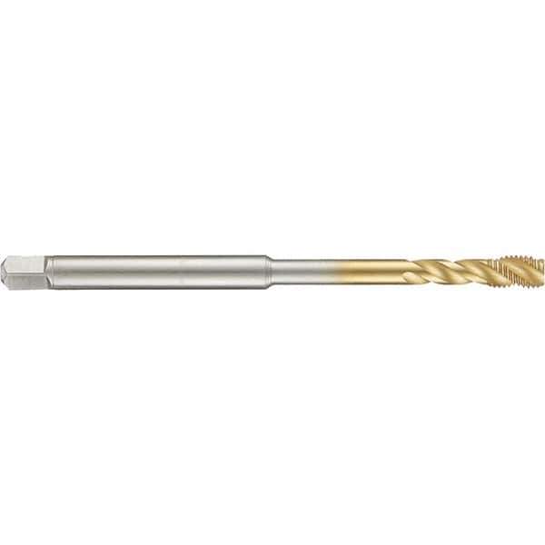 Guhring - 6-32 UNC 3 Flute 2B Modified Bottoming Spiral Flute Tap - High Speed Steel, TiN Finish, 4" OAL, Right Hand Flute, Right Hand Thread, H3/H4, Series 4283 - USA Tool & Supply