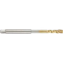 Guhring - 6-32 UNC 3 Flute 2B Modified Bottoming Spiral Flute Tap - High Speed Steel, TiN Finish, 4" OAL, Right Hand Flute, Right Hand Thread, H3/H4, Series 4283 - USA Tool & Supply