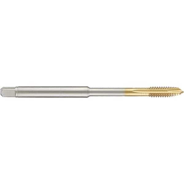 Guhring - #4-48 UNF 3 Flute 2B Plug Spiral Point Tap - High Speed Steel, TiN Finish, 4" OAL, Right Hand Thread, H2/H3, Series 4282 - Exact Industrial Supply