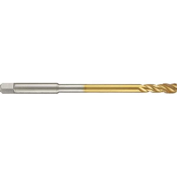 Guhring - 9/16-18 UNF 3 Flute 2B Modified Bottoming Spiral Flute Tap - High Speed Steel, TiN Finish, 6" OAL, Right Hand Flute, Right Hand Thread, H4/H5, Series 4288 - Exact Industrial Supply