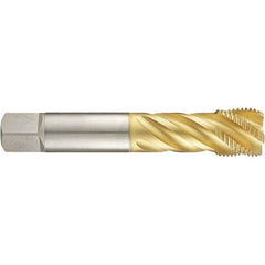Guhring - 1-1/2-8 UNF 6 Flute 2B Modified Bottoming Spiral Flute Tap - High Speed Steel, TiN Finish, 7.874" OAL, Right Hand Flute, Right Hand Thread, H7, Series 4289 - USA Tool & Supply