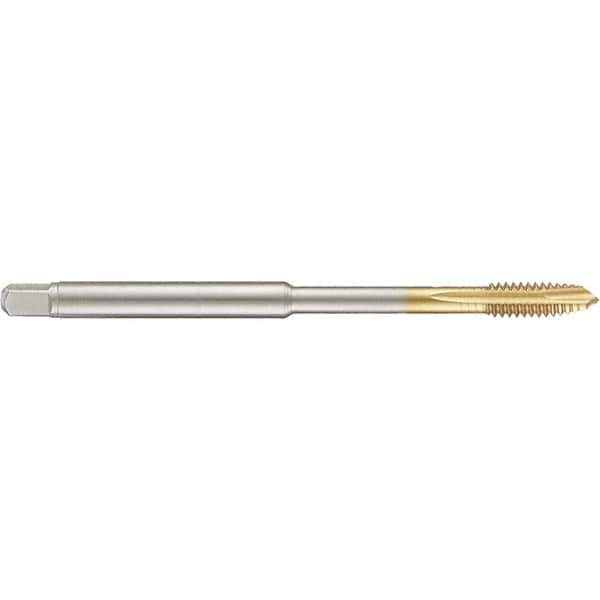 Guhring - #10-24 UNC 3 Flute 2B Plug Spiral Point Tap - High Speed Steel, TiN Finish, 4" OAL, Right Hand Thread, H3/H4, Series 4390 - Exact Industrial Supply