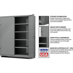 Strong Hold - 4 Shelf Locking Storage Cabinet - Steel, 60" Wide x 24" Deep x 75" High, Medium Gray - USA Tool & Supply