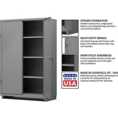 Strong Hold - 3 Shelf Locking Storage Cabinet - Steel, 48" Wide x 24" Deep x 75" High, Medium Gray - USA Tool & Supply