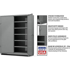 Strong Hold - 5 Shelf Locking Storage Cabinet - Steel, 60" Wide x 24" Deep x 75" High, Medium Gray - USA Tool & Supply