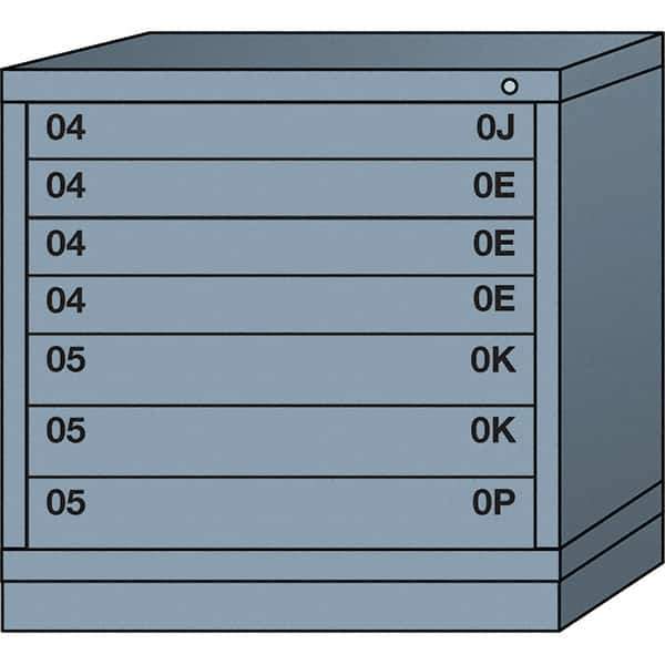 Lyon - 7 Drawer, Standard Table Height - Multiple Drawer Access Cabinet - Steel, 30" Wide x 28-1/4" Deep x 30-1/8" High, Dove Gray - USA Tool & Supply