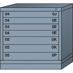 Lyon - 7 Drawer, Standard Table Height - Single Drawer Access Cabinet - Steel, 30" Wide x 28-1/4" Deep x 30-1/8" High, Dove Gray - USA Tool & Supply