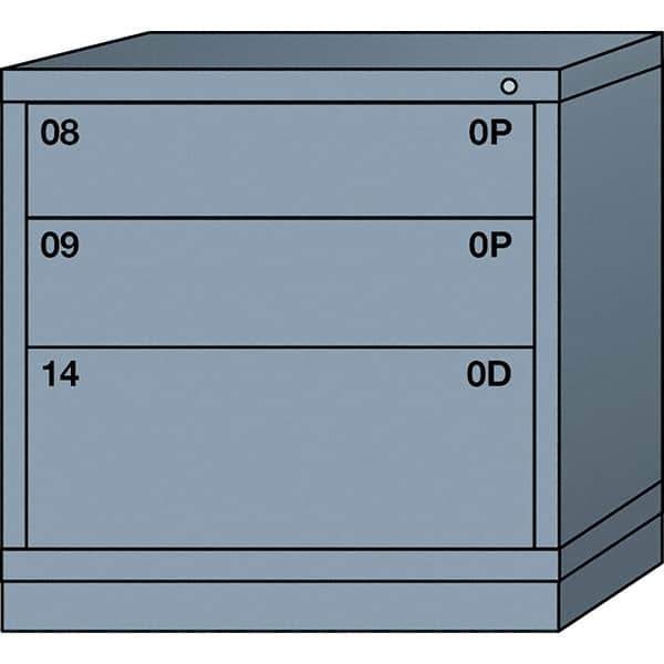 Lyon - 3 Drawer, Standard Table Height - Multiple Drawer Access Cabinet - Steel, 30" Wide x 28-1/4" Deep x 30-1/8" High, Dove Gray - USA Tool & Supply