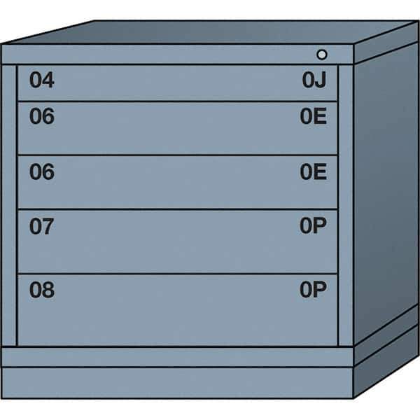 Lyon - 5 Drawer, Standard Table Height - Multiple Drawer Access Cabinet - Steel, 30" Wide x 28-1/4" Deep x 30-1/8" High, Dove Gray - USA Tool & Supply
