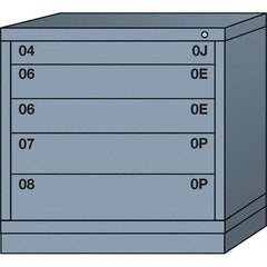 Lyon - 5 Drawer, Standard Table Height - Multiple Drawer Access Cabinet - Steel, 30" Wide x 28-1/4" Deep x 30-1/8" High, Dove Gray - USA Tool & Supply