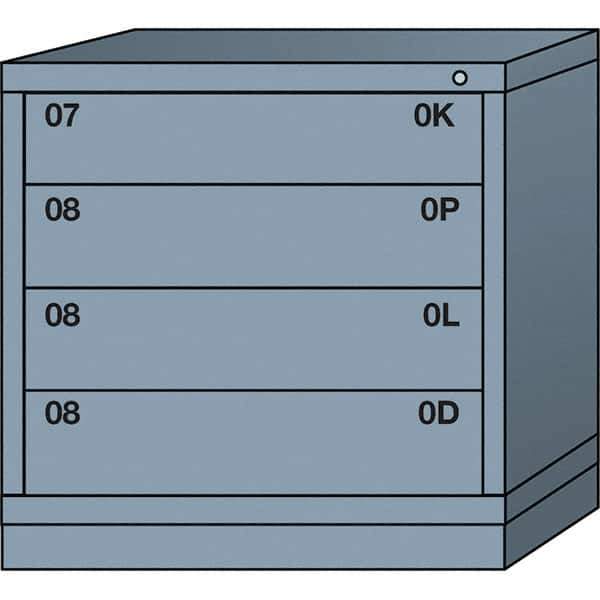 Lyon - 4 Drawer, Standard Table Height - Single Drawer Access Cabinet - Steel, 30" Wide x 28-1/4" Deep x 30-1/8" High, Dove Gray - USA Tool & Supply