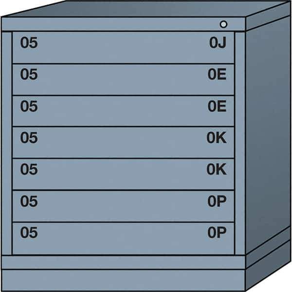 Lyon - 7 Drawer, Standard Bench Height - Multiple Drawer Access Cabinet - Steel, 30" Wide x 28-1/4" Deep x 33-1/4" High, Dove Gray - USA Tool & Supply