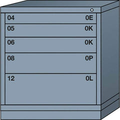 Lyon - 5 Drawer, Standard Bench Height - Multiple Drawer Access Cabinet - Steel, 30" Wide x 28-1/4" Deep x 33-1/4" High, Dove Gray - USA Tool & Supply
