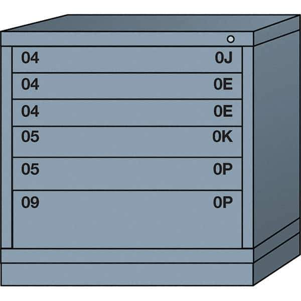Lyon - 6 Drawer, Standard Table Height - Single Drawer Access Cabinet - Steel, 30" Wide x 28-1/4" Deep x 30-1/8" High, Dove Gray - USA Tool & Supply