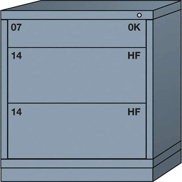 Lyon - 3 Drawer, Standard Bench Height - Single Drawer Access Cabinet - Steel, 30" Wide x 28-1/4" Deep x 33-1/4" High, Dove Gray - USA Tool & Supply