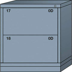 Lyon - 2 Drawer, Standard Bench Height - Single Drawer Access Cabinet - Steel, 30" Wide x 28-1/4" Deep x 33-1/4" High, Dove Gray - USA Tool & Supply