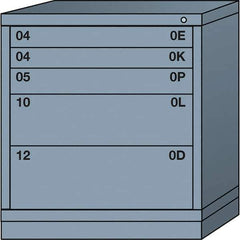 Lyon - 5 Drawer, Standard Bench Height - Single Drawer Access Cabinet - Steel, 30" Wide x 28-1/4" Deep x 33-1/4" High, Dove Gray - USA Tool & Supply
