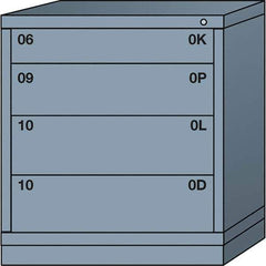 Lyon - 4 Drawer, Standard Bench Height - Single Drawer Access Cabinet - Steel, 30" Wide x 28-1/4" Deep x 33-1/4" High, Dove Gray - USA Tool & Supply