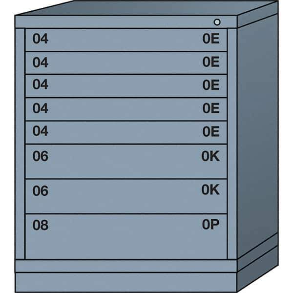 Lyon - 8 Drawer, Standard Mid-Range - Single Drawer Access Cabinet - Steel, 30" Wide x 28-1/4" Deep x 37-15/79" High, Dove Gray - USA Tool & Supply