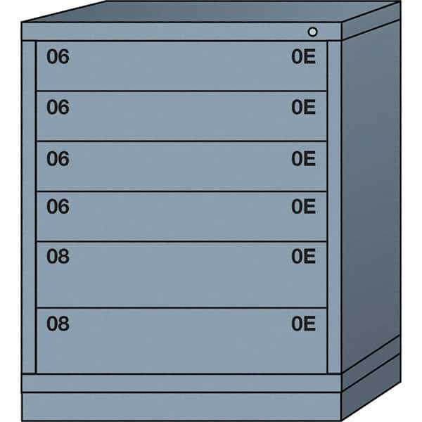 Lyon - 6 Drawer, Standard Mid-Range - Single Drawer Access Cabinet - Steel, 30" Wide x 28-1/4" Deep x 37-15/79" High, Dove Gray - USA Tool & Supply