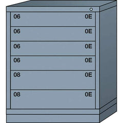 Lyon - 6 Drawer, Standard Mid-Range - Single Drawer Access Cabinet - Steel, 30" Wide x 28-1/4" Deep x 37-15/79" High, Dove Gray - USA Tool & Supply