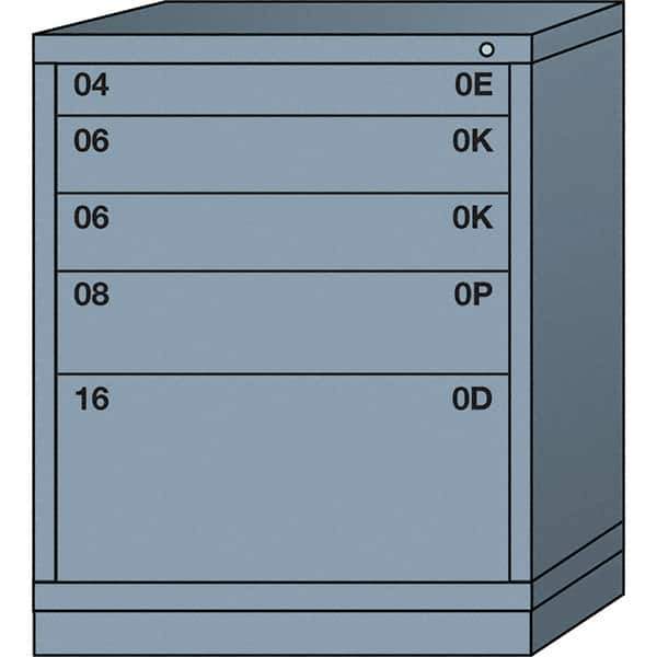 Lyon - 5 Drawer, Standard Mid-Range - Multiple Drawer Access Cabinet - Steel, 30" Wide x 28-1/4" Deep x 37-15/79" High, Dove Gray - USA Tool & Supply