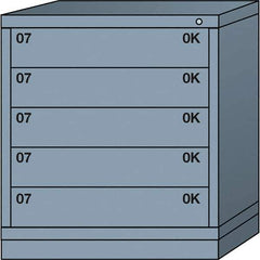 Lyon - 5 Drawer, Standard Bench Height - Multiple Drawer Access Cabinet - Steel, 30" Wide x 28-1/4" Deep x 33-1/4" High, Dove Gray - USA Tool & Supply