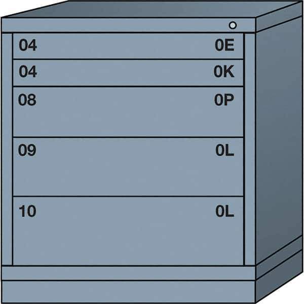 Lyon - 5 Drawer, Standard Bench Height - Single Drawer Access Cabinet - Steel, 30" Wide x 28-1/4" Deep x 33-1/4" High, Dove Gray - USA Tool & Supply