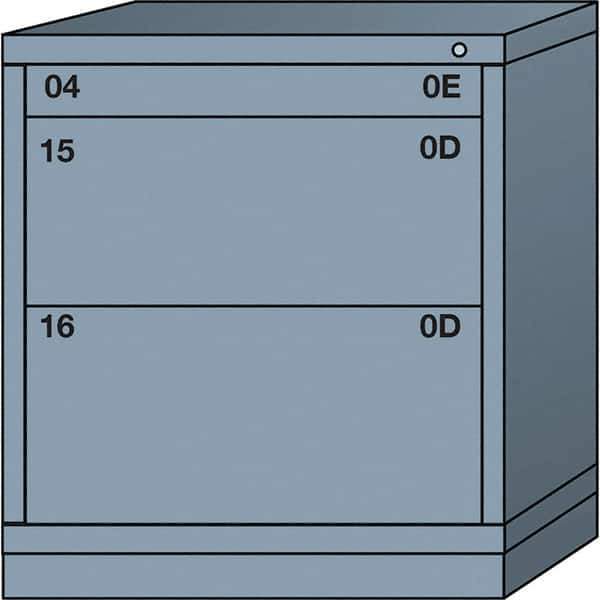 Lyon - 3 Drawer, Standard Bench Height - Single Drawer Access Cabinet - Steel, 30" Wide x 28-1/4" Deep x 33-1/4" High, Dove Gray - USA Tool & Supply
