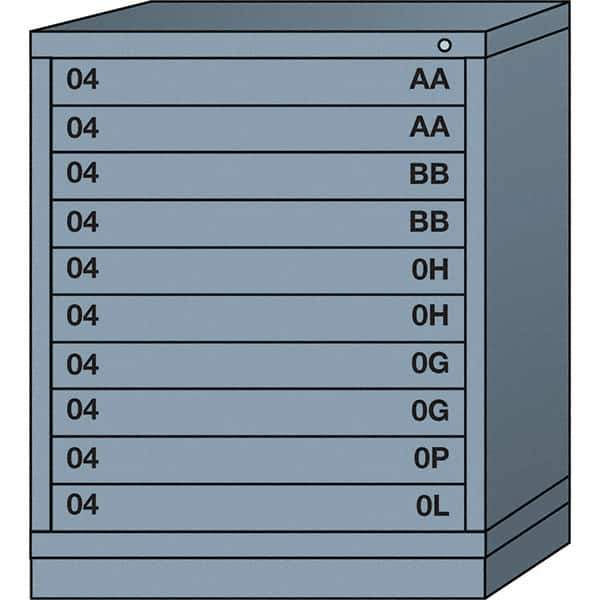 Lyon - 10 Drawer, Standard Mid-Range - Single Drawer Access Cabinet - Steel, 30" Wide x 28-1/4" Deep x 37-15/79" High, Dove Gray - USA Tool & Supply