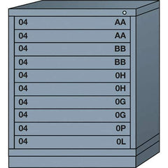 Lyon - 10 Drawer, Standard Mid-Range - Single Drawer Access Cabinet - Steel, 30" Wide x 28-1/4" Deep x 37-15/79" High, Dove Gray - USA Tool & Supply