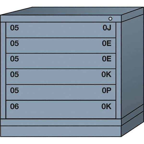 Lyon - 6 Drawer, Standard Table Height - Multiple Drawer Access Cabinet - Steel, 30" Wide x 28-1/4" Deep x 30-1/8" High, Dove Gray - USA Tool & Supply