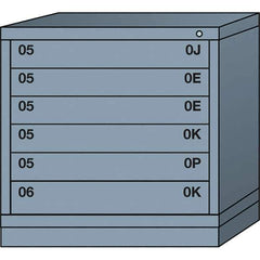 Lyon - 6 Drawer, Standard Table Height - Multiple Drawer Access Cabinet - Steel, 30" Wide x 28-1/4" Deep x 30-1/8" High, Dove Gray - USA Tool & Supply