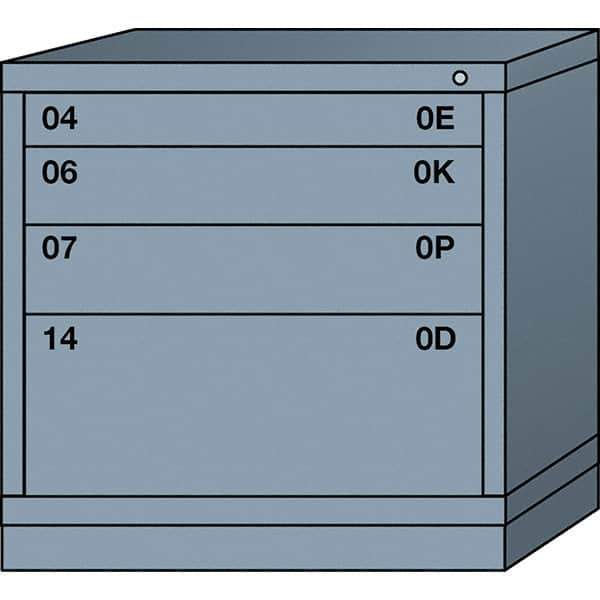 Lyon - 4 Drawer, Standard Table Height - Multiple Drawer Access Cabinet - Steel, 30" Wide x 28-1/4" Deep x 30-1/8" High, Dove Gray - USA Tool & Supply