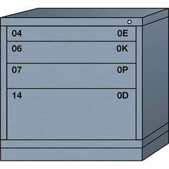 Lyon - 4 Drawer, Standard Table Height - Single Drawer Access Cabinet - Steel, 30" Wide x 28-1/4" Deep x 30-1/8" High, Dove Gray - USA Tool & Supply