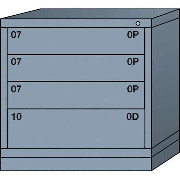 Lyon - 4 Drawer, Standard Table Height - Multiple Drawer Access Cabinet - Steel, 30" Wide x 28-1/4" Deep x 30-1/8" High, Dove Gray - USA Tool & Supply