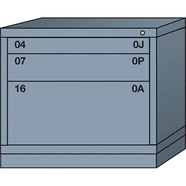 Lyon - 3 Drawer, Standard Desk Height - Multiple Drawer Access Cabinet - Steel, 30" Wide x 28-1/4" Deep x 26-7/8" High, Dove Gray - USA Tool & Supply