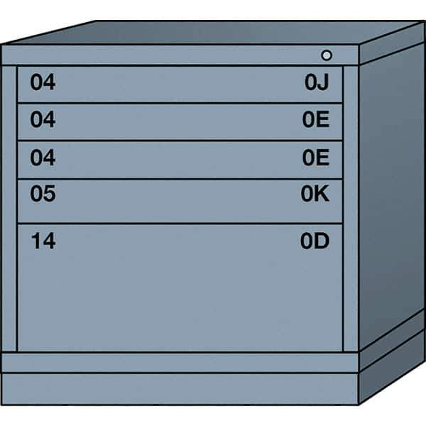 Lyon - 5 Drawer, Standard Table Height - Single Drawer Access Cabinet - Steel, 30" Wide x 28-1/4" Deep x 30-1/8" High, Dove Gray - USA Tool & Supply