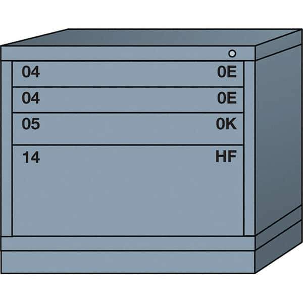 Lyon - 4 Drawer, Standard Desk Height - Single Drawer Access Cabinet - Steel, 30" Wide x 28-1/4" Deep x 26-7/8" High, Dove Gray - USA Tool & Supply