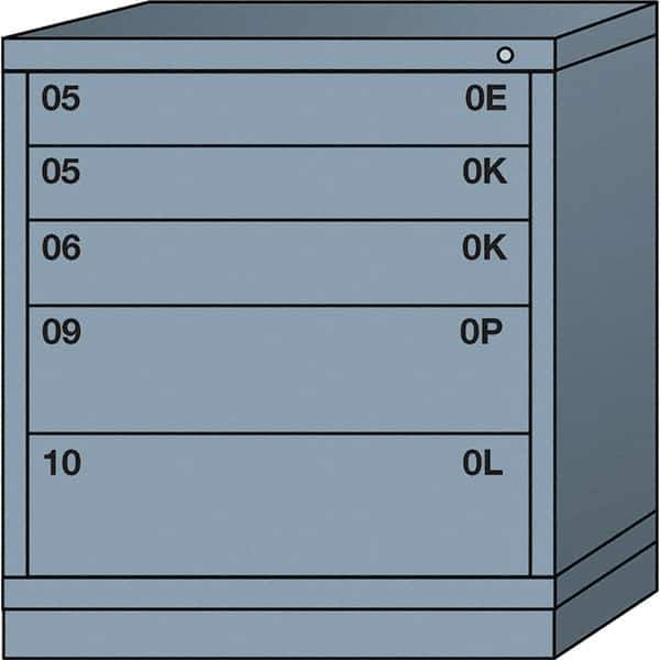 Lyon - 5 Drawer, Standard Bench Height - Multiple Drawer Access Cabinet - Steel, 30" Wide x 28-1/4" Deep x 33-1/4" High, Dove Gray - USA Tool & Supply