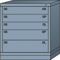 Lyon - 5 Drawer, Standard Bench Height - Multiple Drawer Access Cabinet - Steel, 30" Wide x 28-1/4" Deep x 33-1/4" High, Dove Gray - USA Tool & Supply