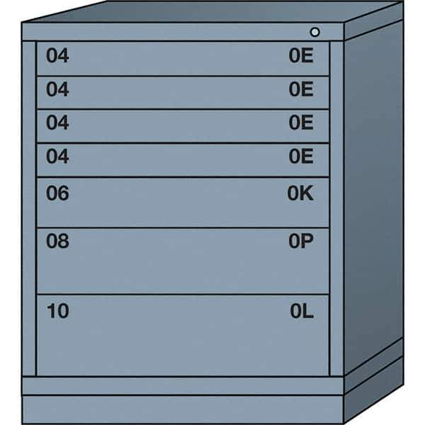 Lyon - 7 Drawer, Standard Mid-Range - Multiple Drawer Access Cabinet - Steel, 30" Wide x 28-1/4" Deep x 37-15/79" High, Dove Gray - USA Tool & Supply