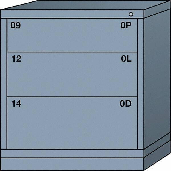 Lyon - 3 Drawer, Standard Bench Height - Multiple Drawer Access Cabinet - Steel, 30" Wide x 28-1/4" Deep x 33-1/4" High, Dove Gray - USA Tool & Supply