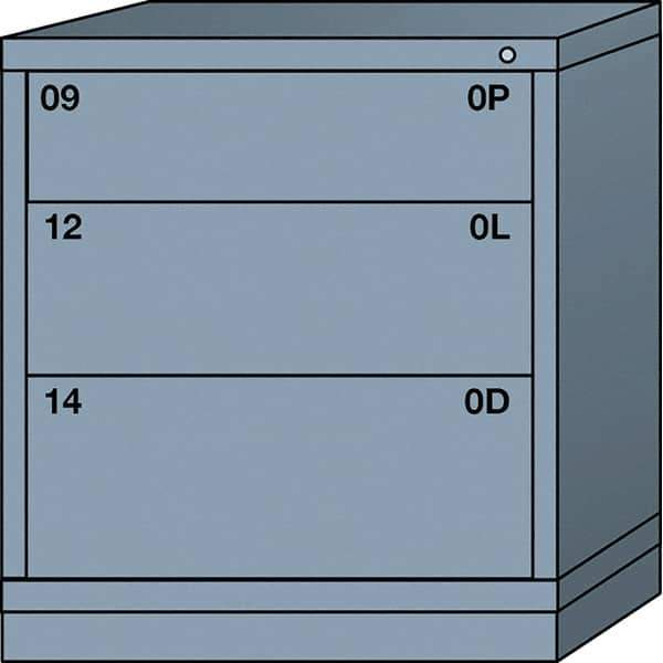 Lyon - 3 Drawer, Standard Bench Height - Single Drawer Access Cabinet - Steel, 30" Wide x 28-1/4" Deep x 33-1/4" High, Dove Gray - USA Tool & Supply