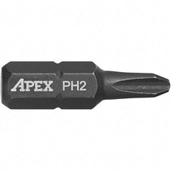 Apex - #2, Phillips Screwdriver Bit - 1/4" Drive, 1" OAL - USA Tool & Supply